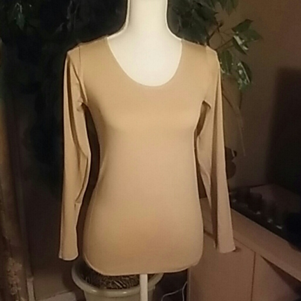 T Shirt Long Sleeve beige tan nude under NEW